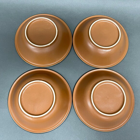 Vintage Brown Green Trim Soup Cereal Bowls Mexico? 6 7/8" Lot of 4 - Picture 6 of 6